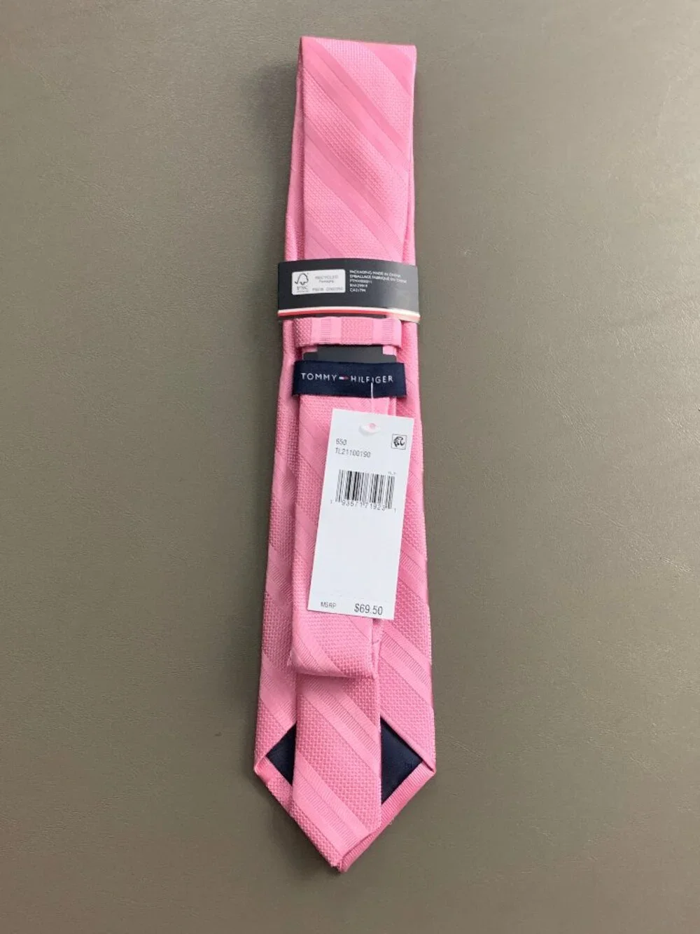 Tommy Hilfiger Men's 3'' Silk Blend Neck Tie, Pink Jace Stripe, One Size